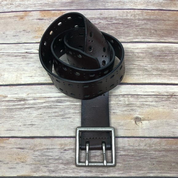LEATHER Belt | Dark Brown Brush Silver Small - Picture 1 of 4